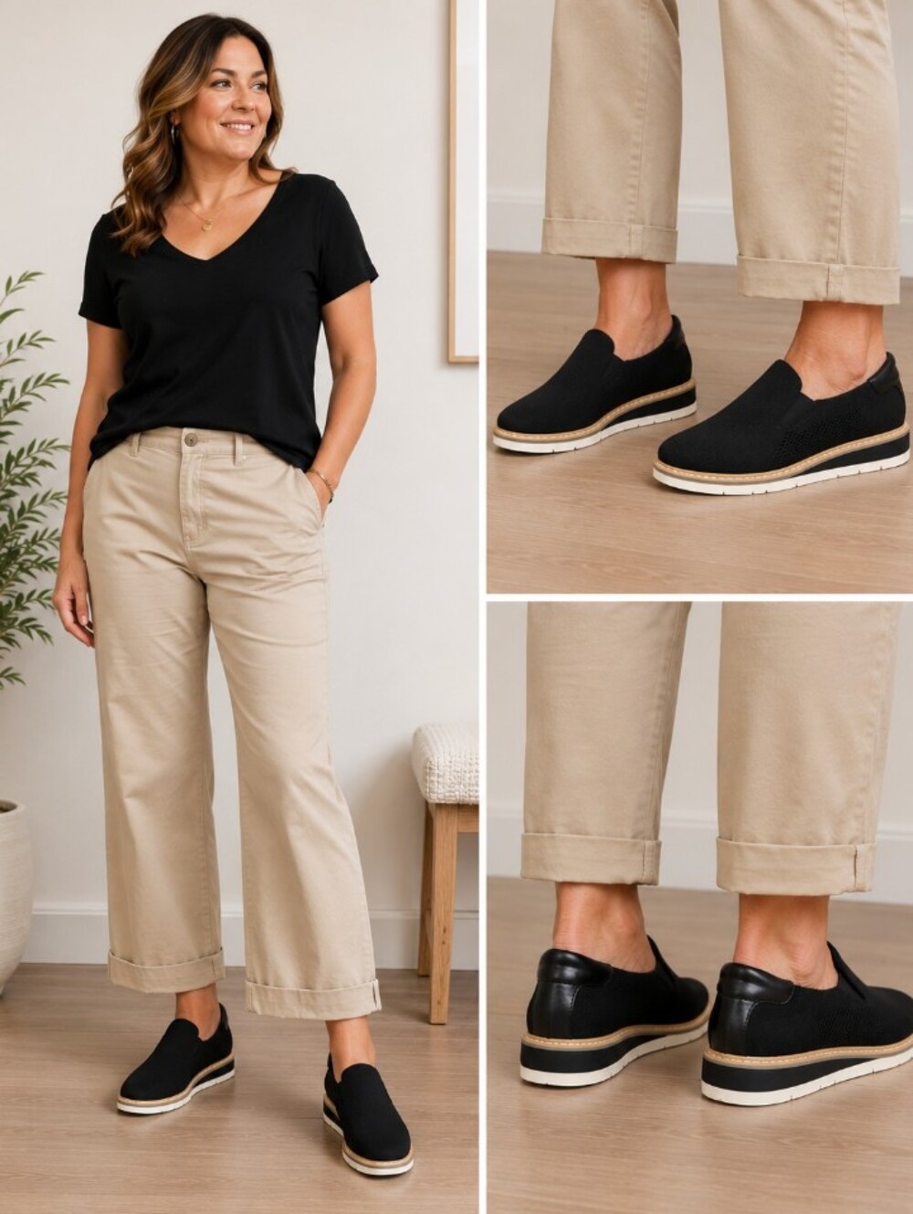 Me Too Womens Black Stretch Knit Slip-On Comfort Shoes Size 8 (Runs Small- 7.5 )